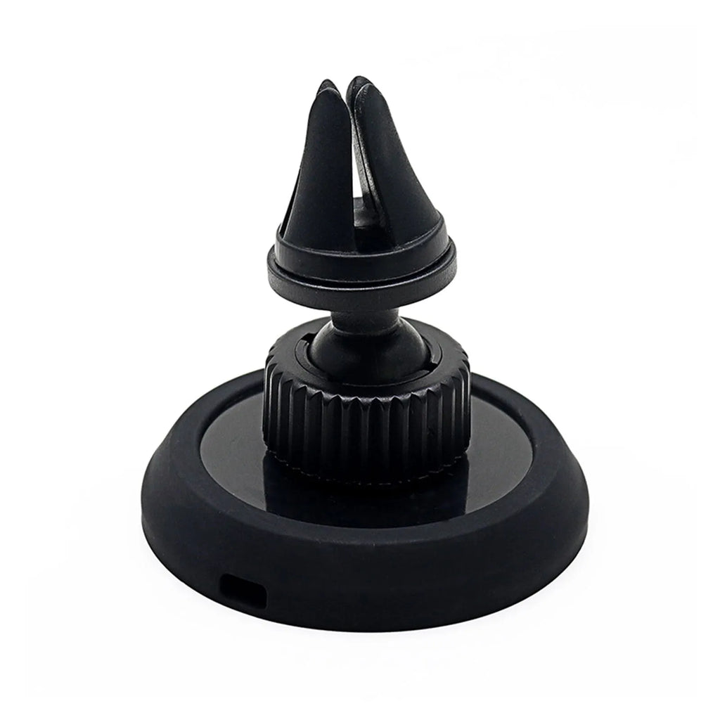 Black magnetic car phone holder with air vent bracket and dashboard base mounting options