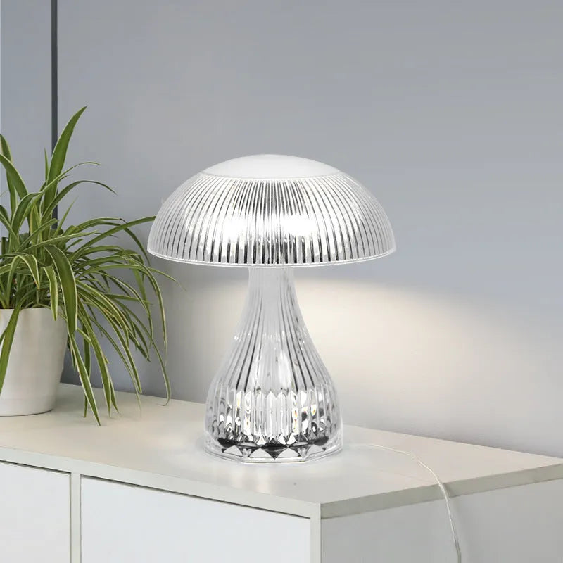 White USB rechargeable touch control night lamp showing three colour options