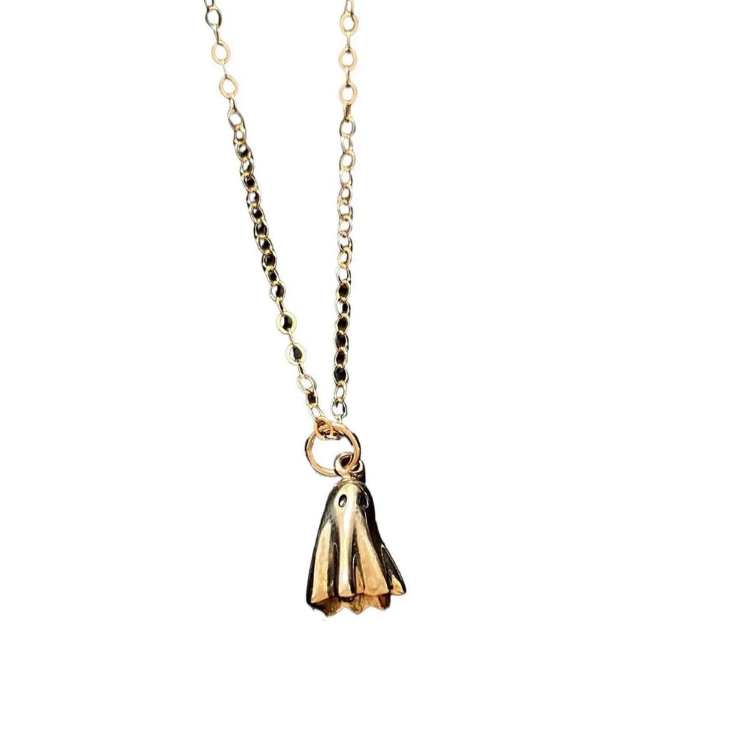 A titanium steel ghost pendant necklace on a choice of stainless steel chain styles.
