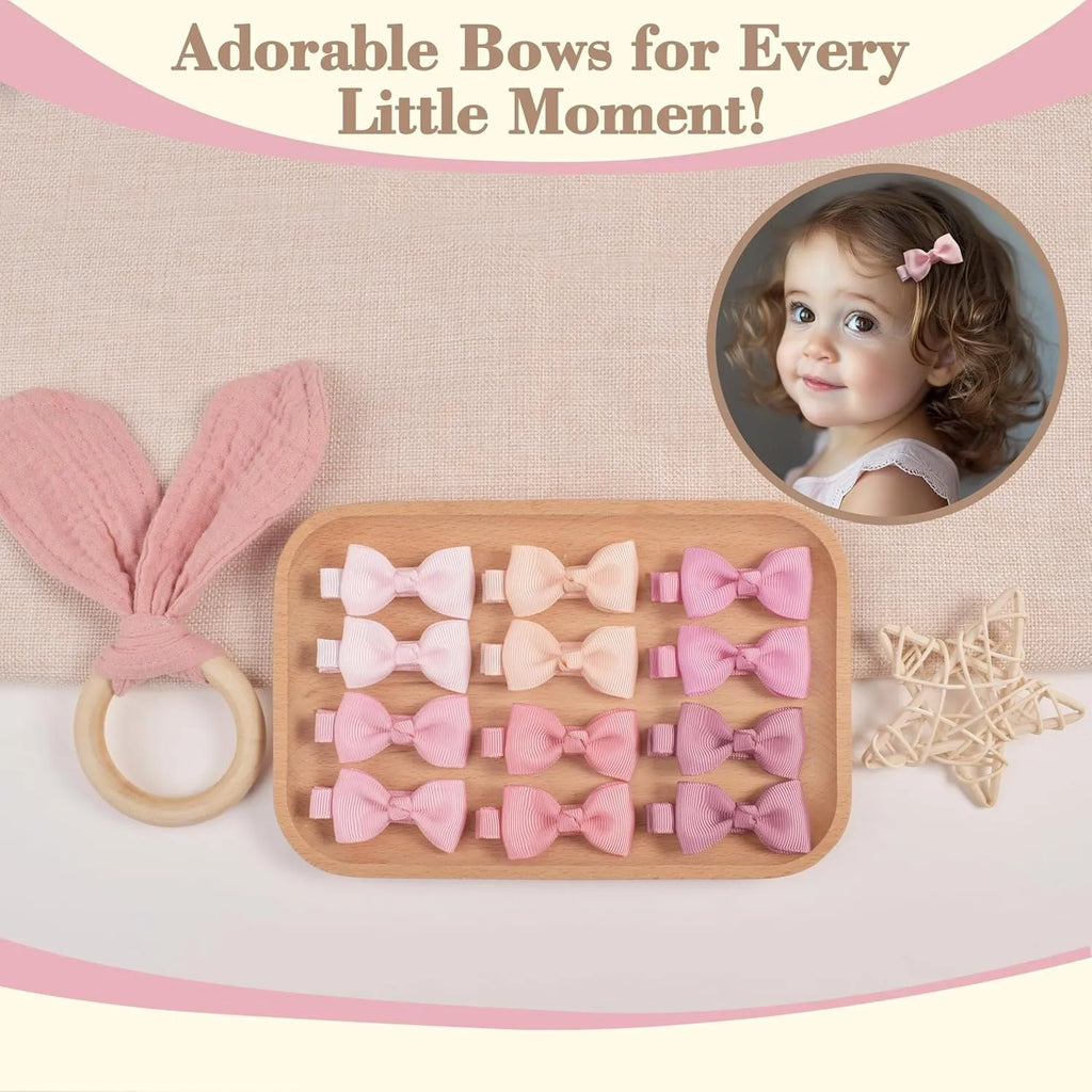 Forty pastel coloured hair clips for babies arranged by colour with fully lined no-slip design