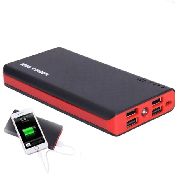 20000mAh portable power bank in five colours showing compact 145mm design with fast charging capability