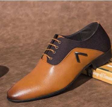 Men's black Oxford shoe with artificial PU leather upper and rubber sole on a white background.
