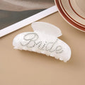 10cm pink and white acrylic hair barrette clips with multi-diamond spot drill and English letter decoration
