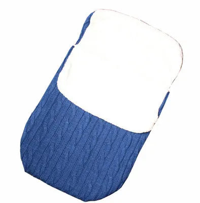 Envelope-style baby stroller sleeping bag in beige colour showing thick cotton wool filling and soft lining.