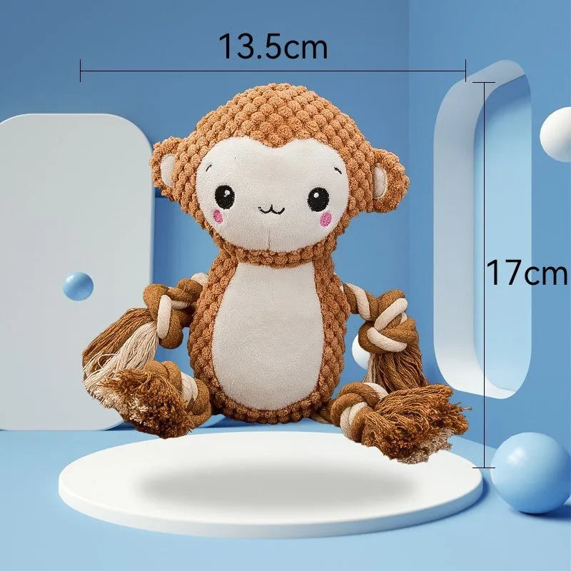 Lion and monkey plush squeaky dog toys for medium and large breeds