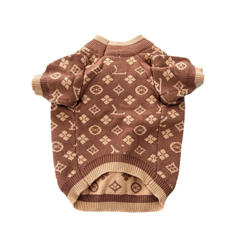 Wool blend dog sweater in European style with monochrome or two-tone colour options