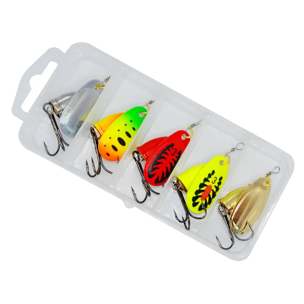 R composite rotating sequins copper bell metal fishing lure in multiple colour options.