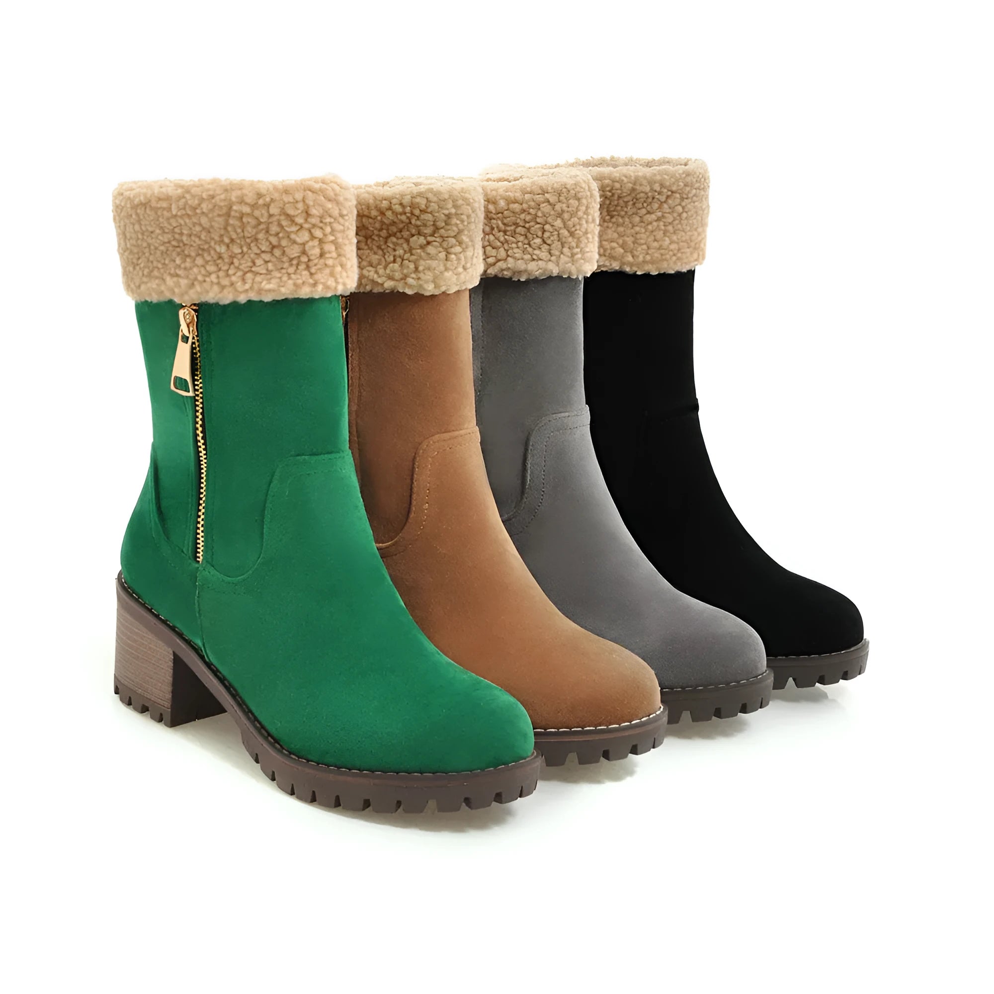 Snow boots with plush lining and rubber insole in winter colours