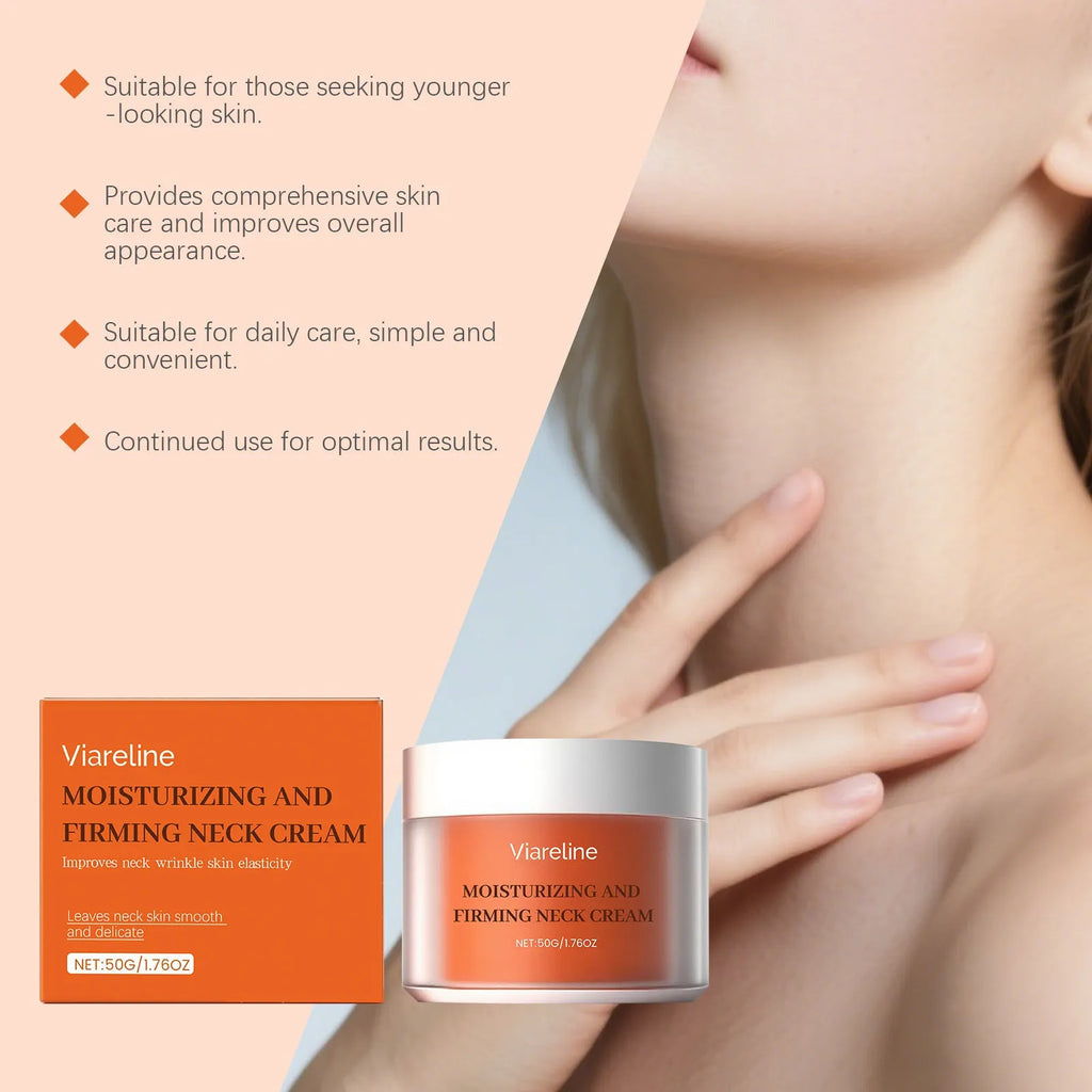 50g neck moisturising cream in 6.3cm square jar for daily contour care