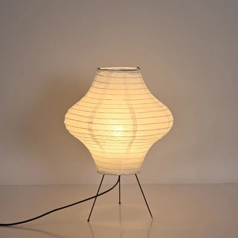 Japanese style table lamp with Xuan paper shade and tricolour lighting options