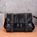 Black Korean style men's commuting backpack with anti-theft features and PU leather exterior