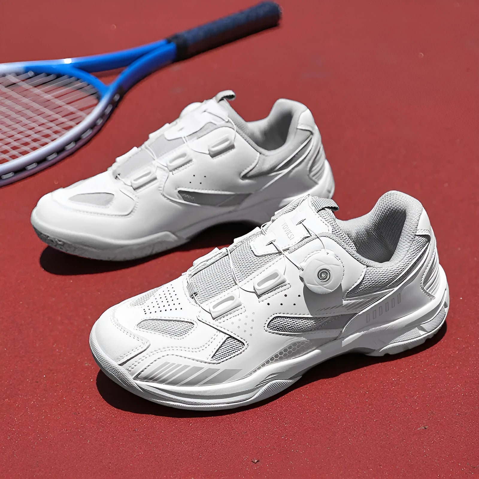 Unisex round-toe casual sneakers with a flat heel, shown in available colours.