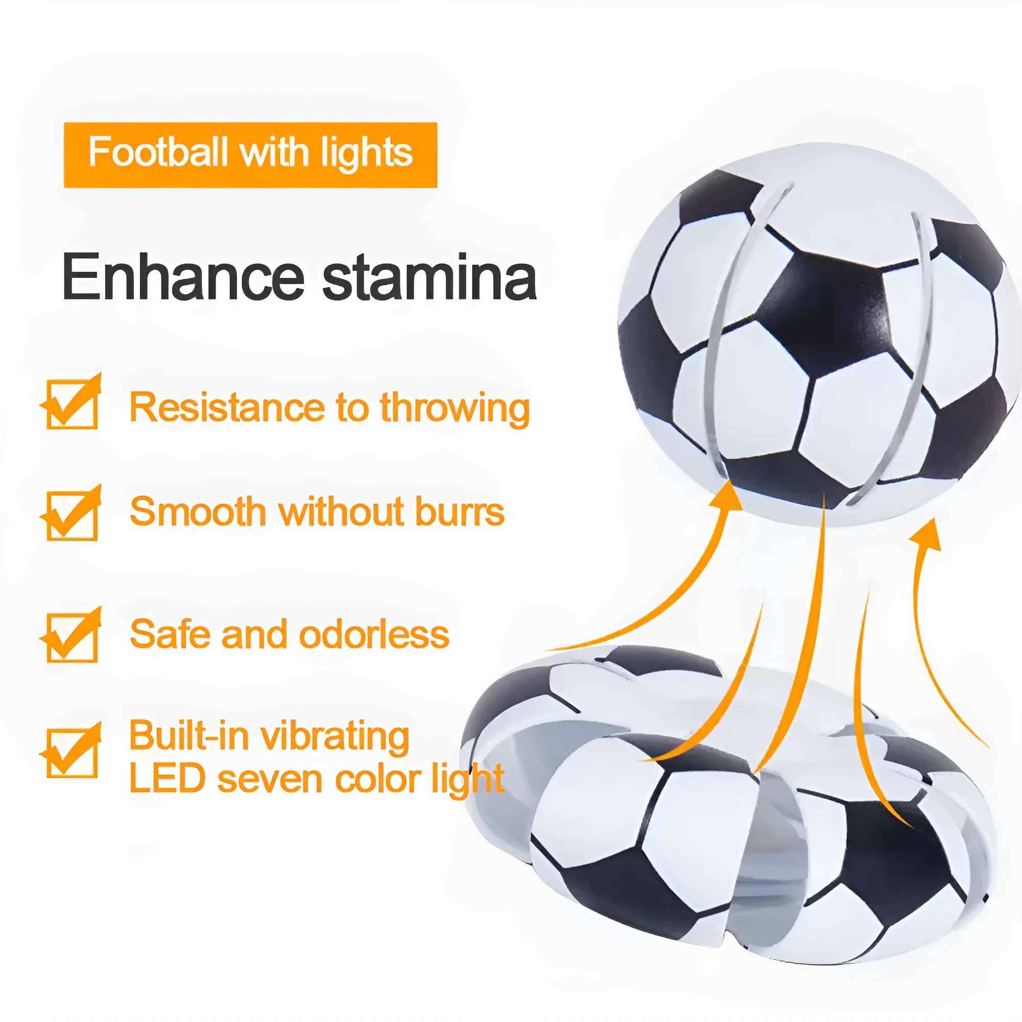 Interactive glowing bouncy ball transforming to flying disc dog toy with 9cm diameter plastic construction