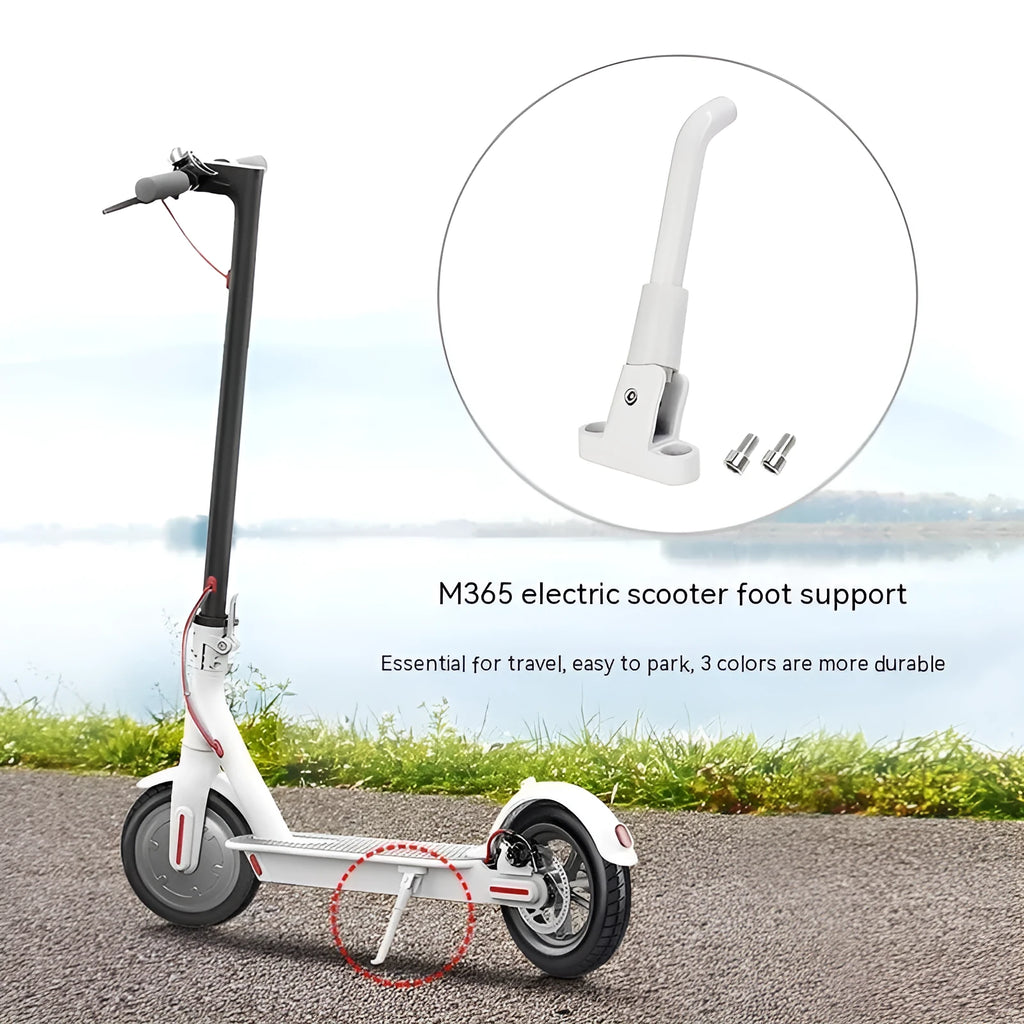 Aluminium electric scooter foot brace accessories in black white grey colours with mounting screws