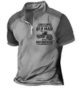 Men's casual polo shirt with lapel collar, zipper decorations and letter print pattern in polyester fabric