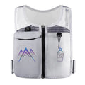 Breathable mesh sports running vest showing phone compartment and optional 500ml kettle accessory in classic black colour