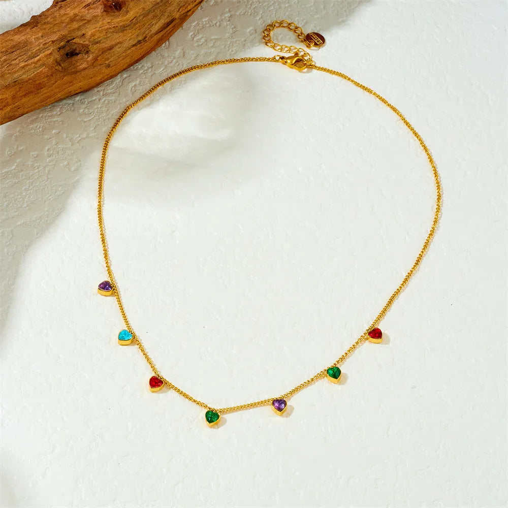 Women's gold-plated stainless steel necklace with heart-shaped pendant on regular chain