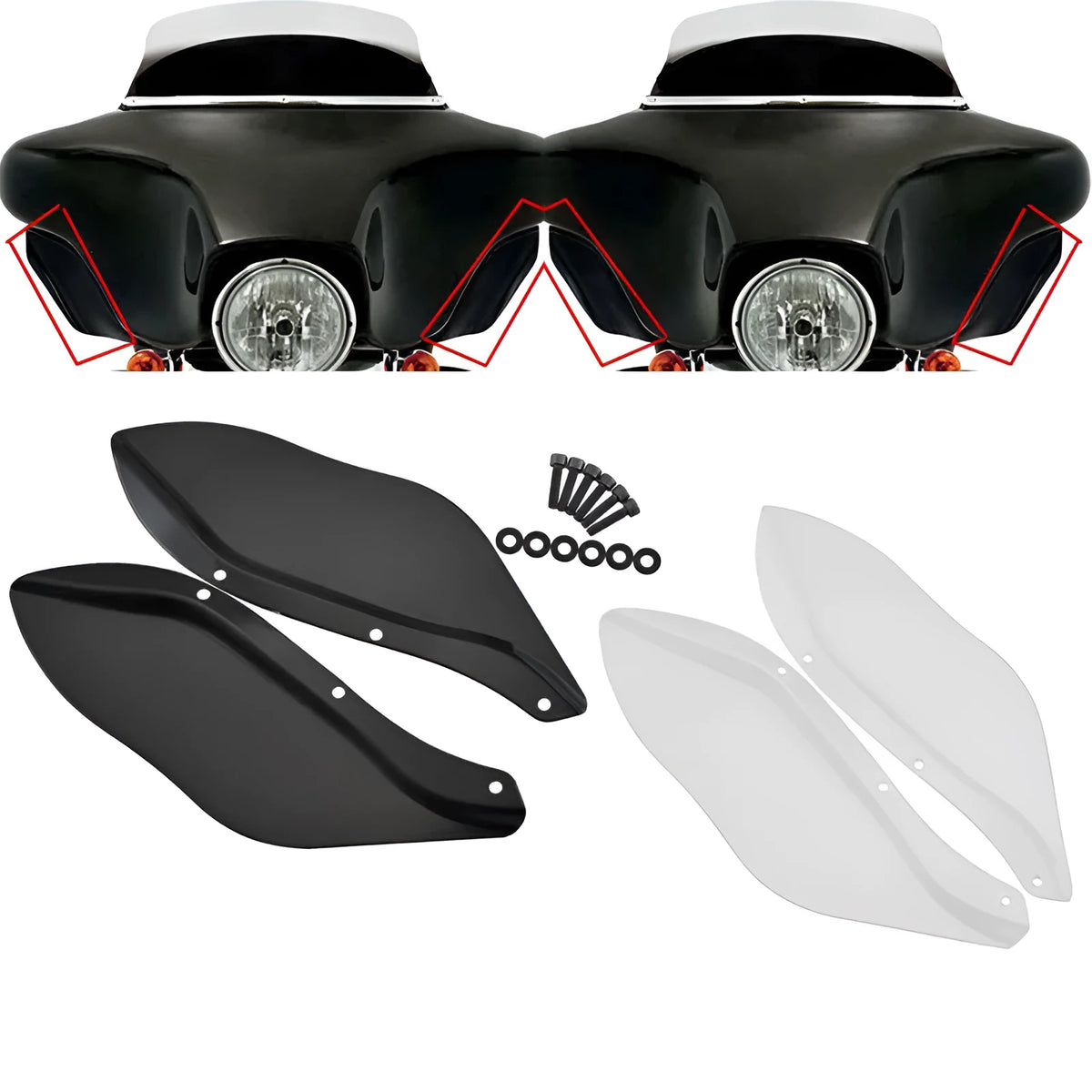 Harley Davidson motorcycle side wing head cover pair in ABS plastic for Touring models