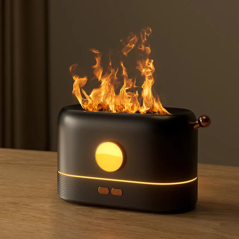 Simulation flame USB humidifier with 200ml water tank on desktop