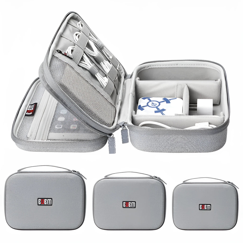 Black and grey EVA digital storage bag for headphones and accessories
