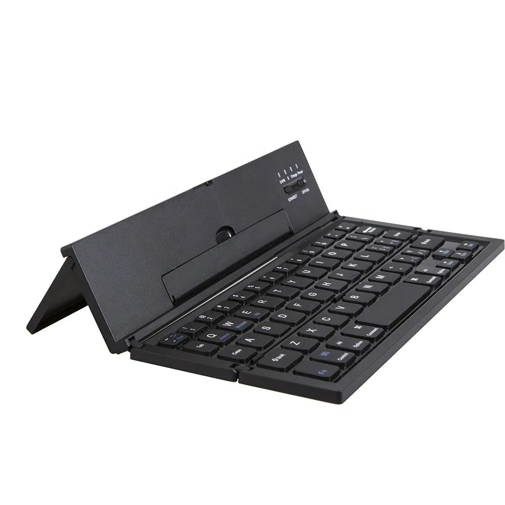 Mini folding ultra-thin wireless Bluetooth keyboard in black or white for tablets and smartphones