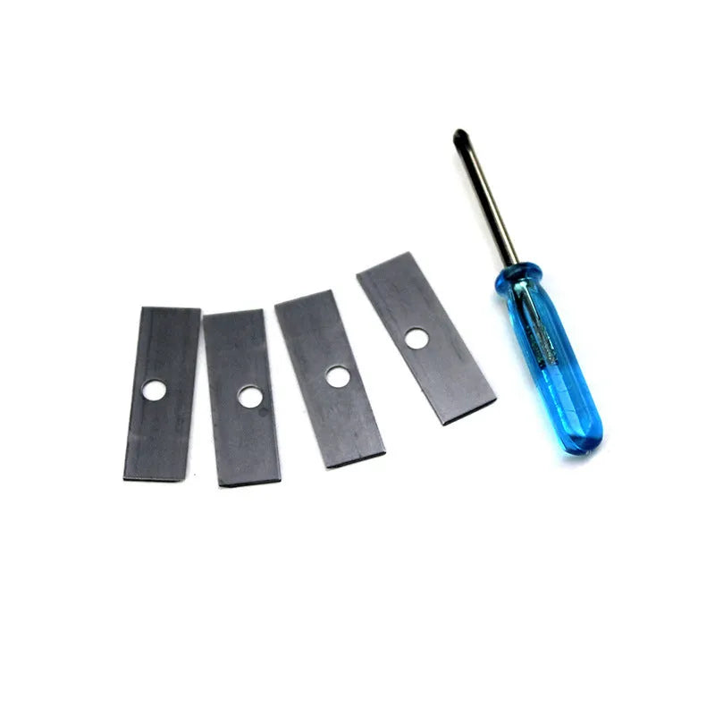 Four hole plastic pencil sharpener with geometric design and integrated screwdriver for art pencils