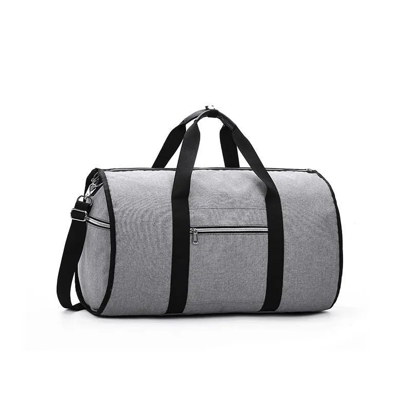 Medium sized red cylinder travel bag with a zipper, made from Oxford cloth.