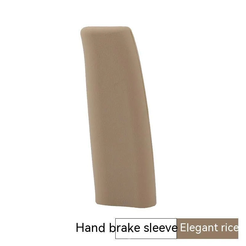 Universal silicone handbrake sleeve for cars in black, grey, beige, red, and blue colours.