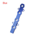 Aluminium engine bonnet harness showing with-holes and without-holes formats in blue, red and silver colours