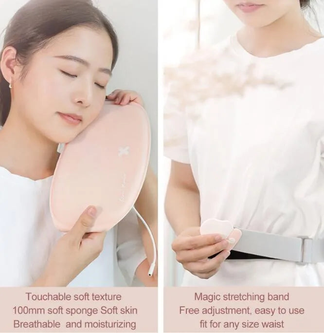 Rechargeable menstrual pain relief belt with 3-speed heating and massage, 300 x 150 x 10mm, Basic models style.