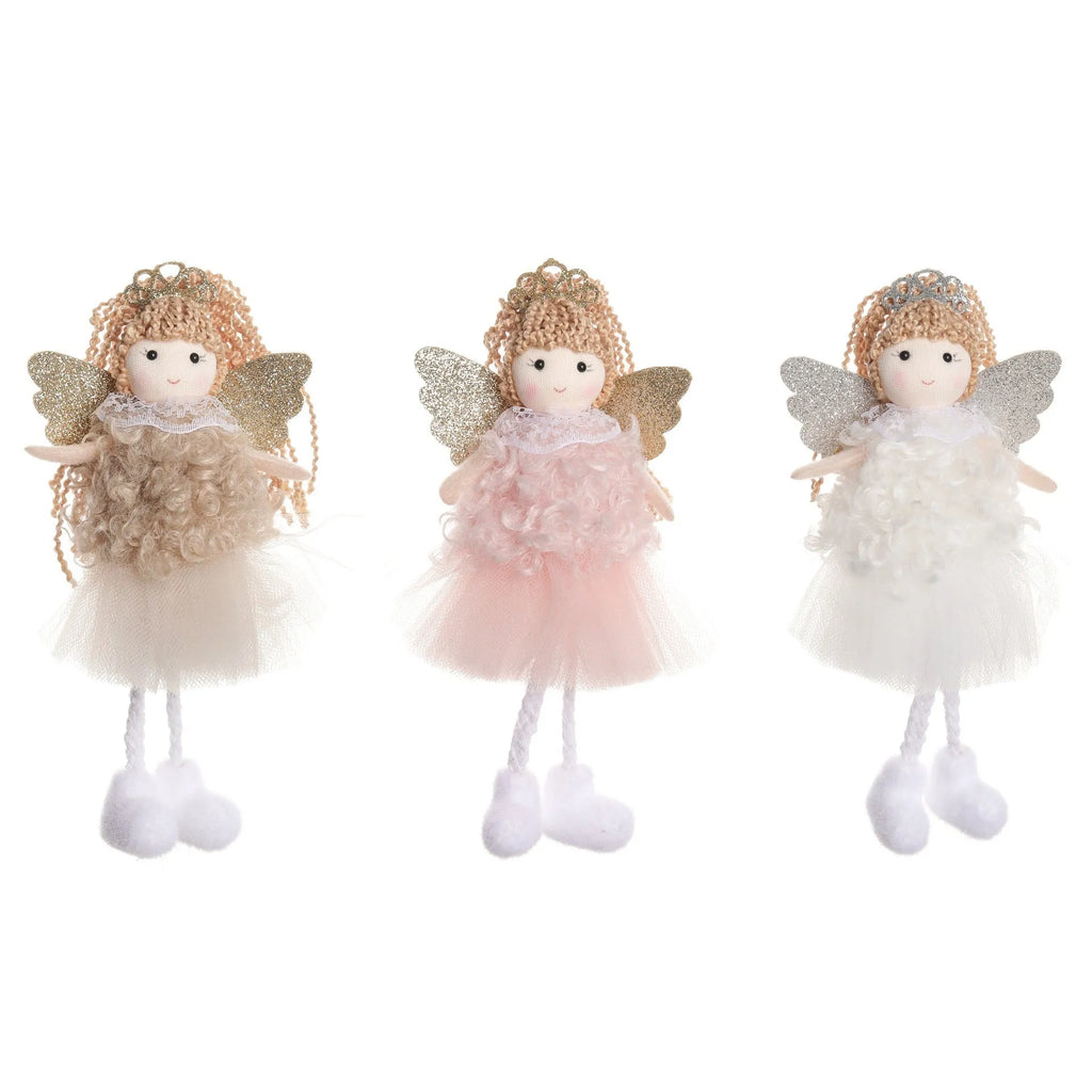 Cartoon Christmas angel girl fabric pendant for high ponytail hair decoration.
