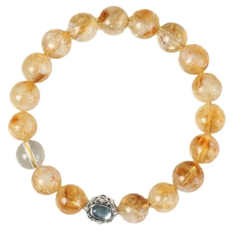 Geometric citrine crystal bracelet with 10mm stone and grinding finish