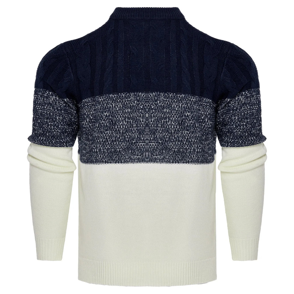 Men's knitted long-sleeve pullover sweater in one of five styles, sized S to 5XL.