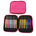 Complete set of 16 crochet hooks with thick and thin handles in PU storage bag