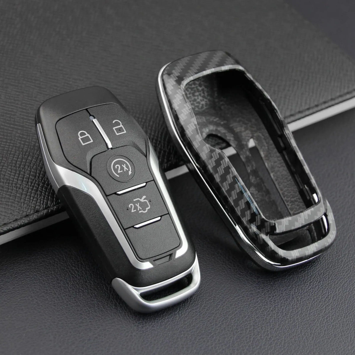 Plastic remote control protective shell for car key fob showing single shell design