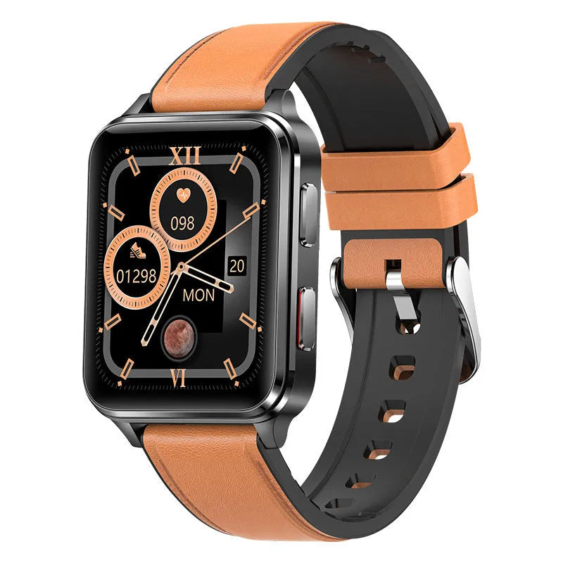 Multi-sport smartwatch with 1.7 inch tempered glass screen showing heart rate monitoring display