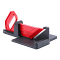 Green and red vegetable cutter with stainless steel blade for slicing carrots and potatoes