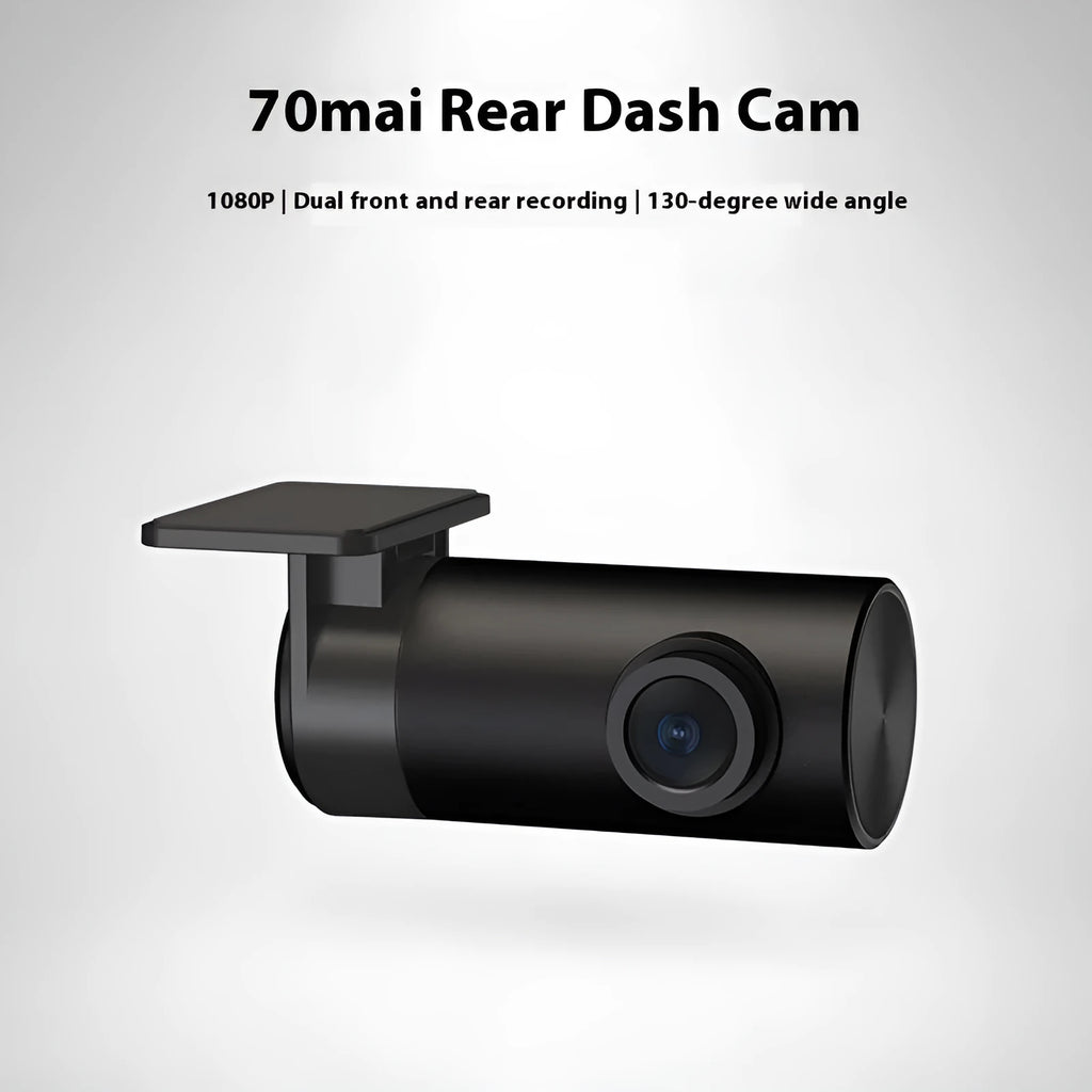 Midrive RC09 rear recording camera with compact plastic housing showing lens and connection ports