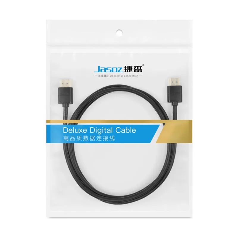 HDMI cable with gold-plated connectors available in multiple lengths for computer monitor connections