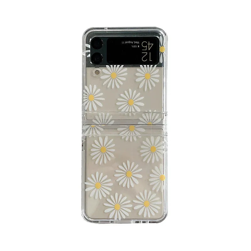 Samsung Galaxy Z Flip flower phone case protector in daisy and tulip colours