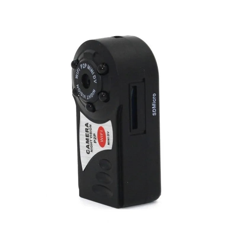 Black wireless WiFi network camera with LCD screen and optical zoom lens