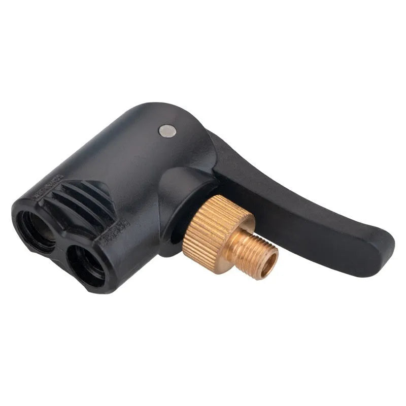 Portable car tyre inflator with USB charging port and two black nozzle connectors.