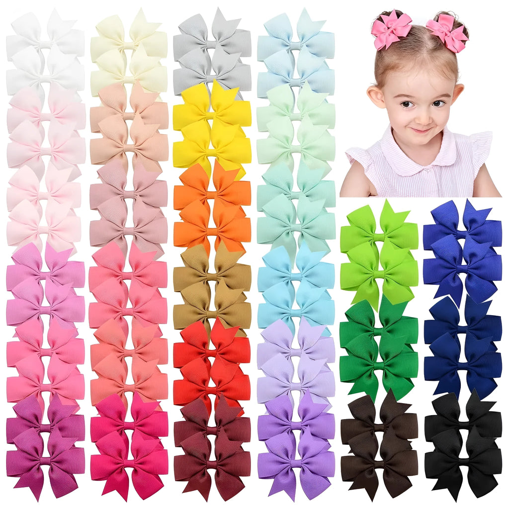 Handmade 3-inch grosgrain ribbon hair bows with alligator clips in multiple colours for baby girls and toddlers