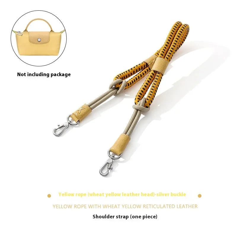 Braided nylon and leather shoulder strap with alloy buckle for bag modification