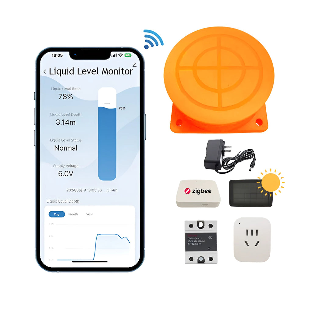 Tuya SmartLife wireless fluid level monitor sensor for remote water and fuel tank monitoring.