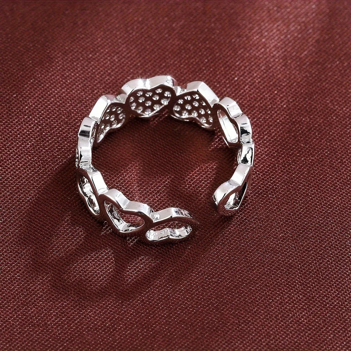 Adjustable opening couples ring with geometric love heart design in gold finish