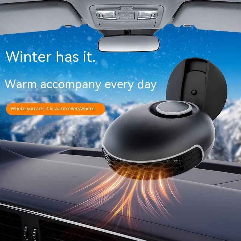 Black ABS car warm air blower heater with cable for 12V or 24V defrosting and demisting.