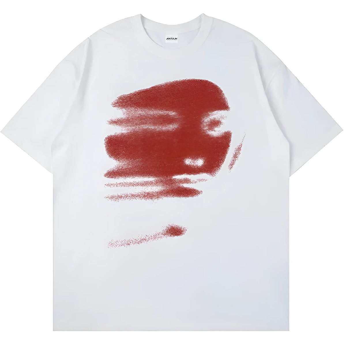 White cotton t-shirt with round neck and short sleeves in straight loose cut for casual summer wear