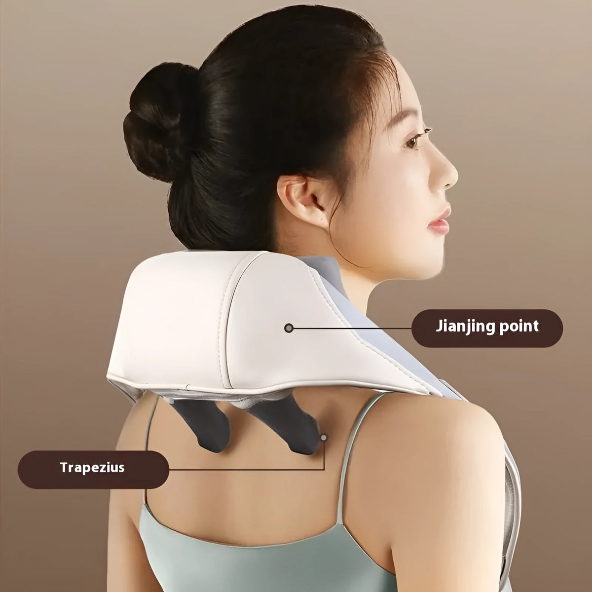 Blue rechargeable foldable electric neck and back massager with temperature adjustment