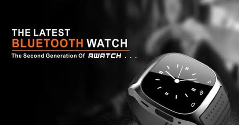 Smart Bluetooth sports watch compatible with Apple and Android phones in white, blue or black
